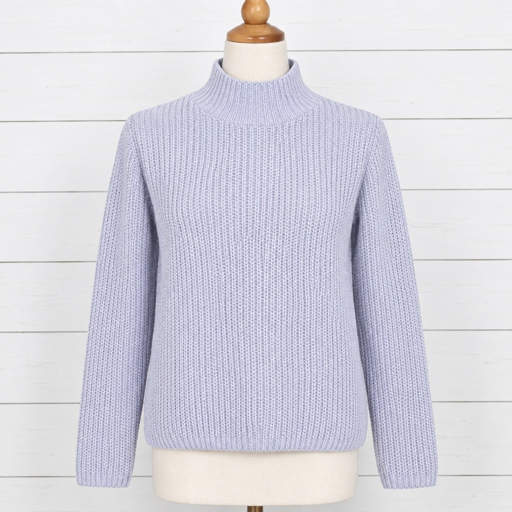 J Crew Cotton Blend Mockneck Sweater Light Blue Shaker Knit Mid Weight Small